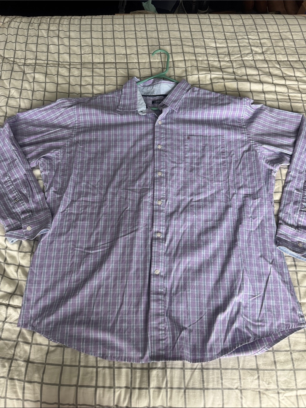 Izod Men’s Lavender Plaid Button-Down Shirt